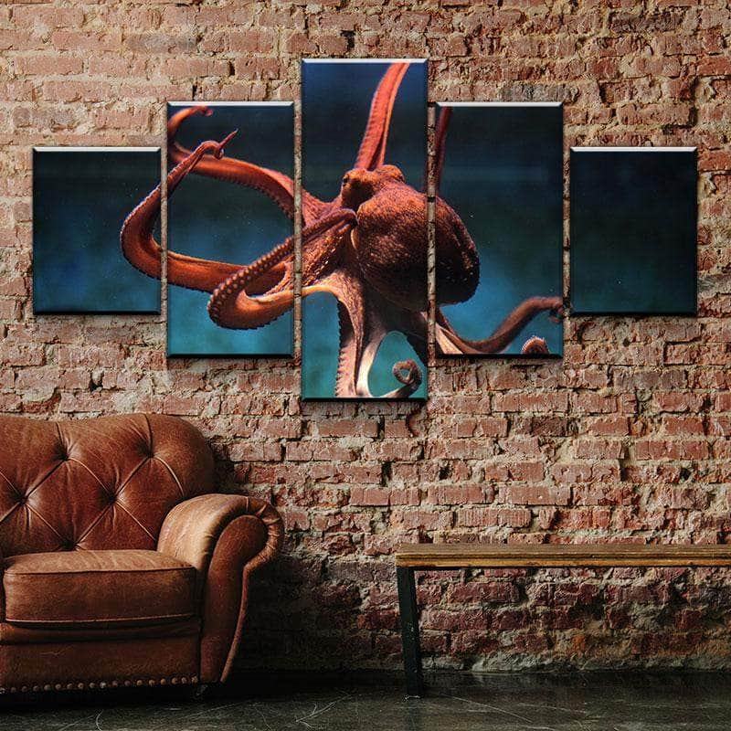 Orange Oktopus Leinwandbilder Kunstdrucke Rahmen