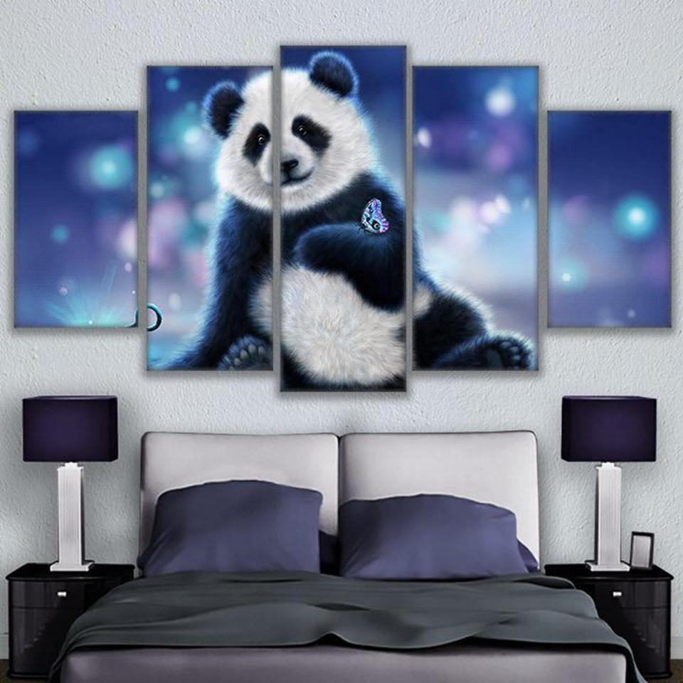 Panda And Butterfly Animal Leinwandbilder Kunstdrucke Rahmen