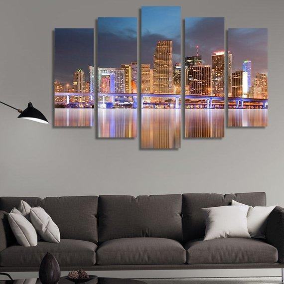 Panoramic Skyline Of Miami Nature Leinwandbilder Kunstdrucke   