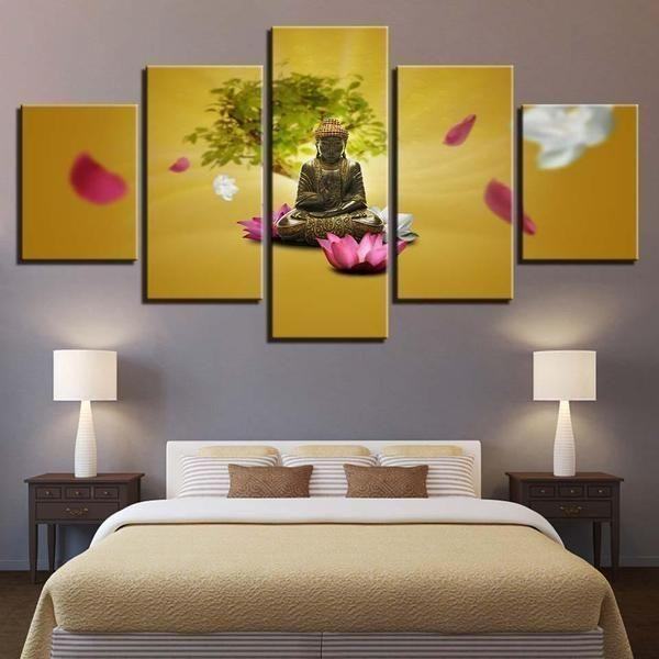 Pink And White Lotus Buddha Religion Leinwandbilder Kunstdrucke Rahmen