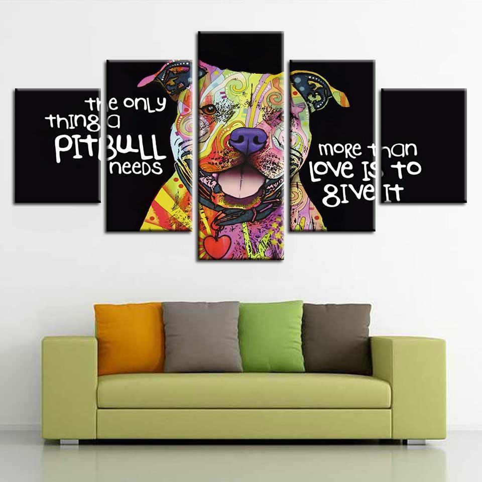 Pitbull Dog Abstract Animal Leinwandbilder Kunstdrucke  
