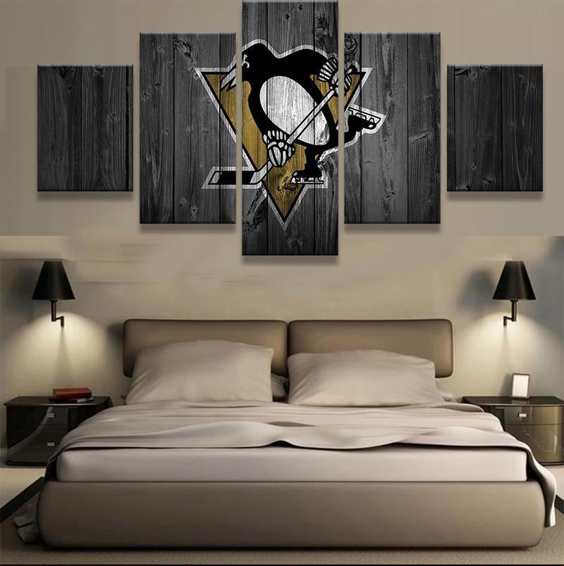 Pittsburgh Penguins NHL Team Holz – Rustikales Leinwandbild für Team-Fans