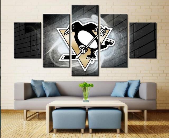 Pittsburgh Penguins Teamlogo – Markantes Leinwandbild für Eishockey-Liebhaber