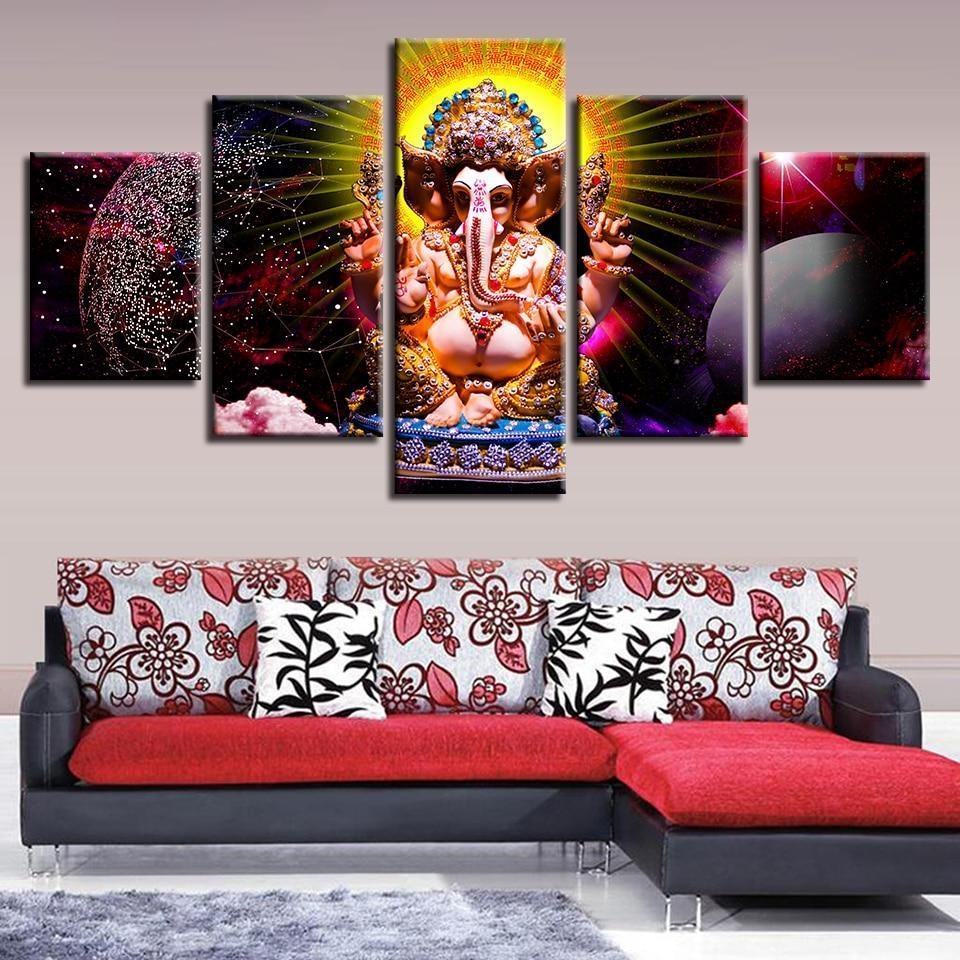 Planet And Ganesha Elephant God Religion Leinwandbilder Kunstdrucke Rahmen
