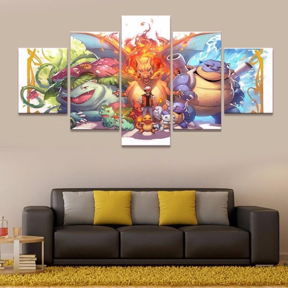 Pokemon Ash Ketchum Bulbasaur Charmander Squirtle Anime Leinwandbilder Kunstdrucke  