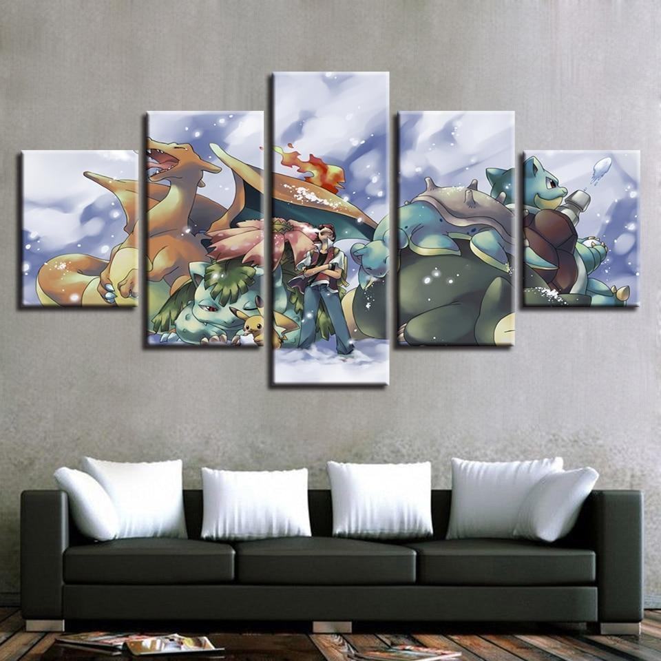 Pokemon Ash Ketchum Pikachu Bulbasaur Charmander Squirtle Anime Leinwandbilder Kunstdrucke  