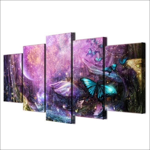 Psychedelic Light Butterflies Animal Leinwandbilder Kunstdrucke  