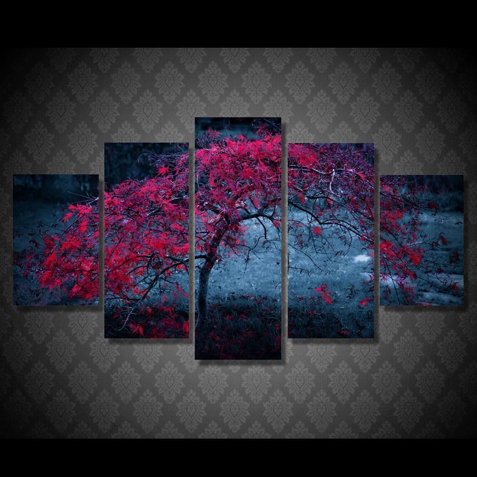 Purple Tree Leave In Autumn Nature Leinwandbilder Kunstdrucke  