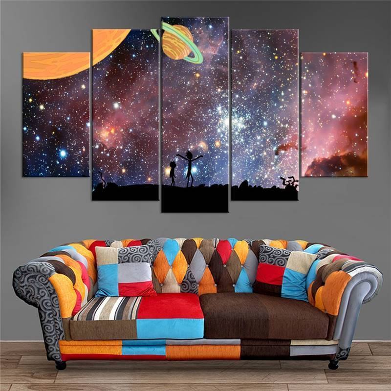 Rick And Morty Abstract Starry Sky Karikatur Leinwandbilder Kunstdrucke Rahmen