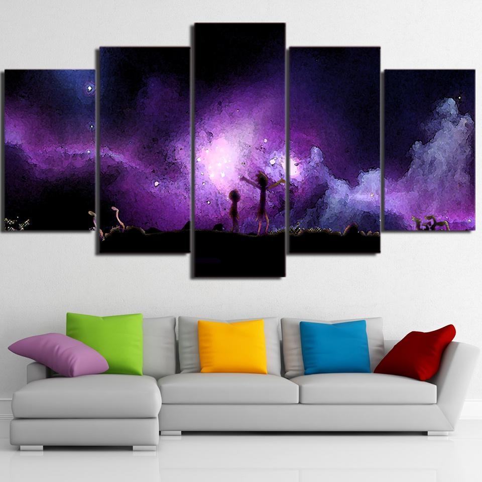 Rick And Morty At Starry Night Karikatur Leinwandbilder Kunstdrucke Rahmen