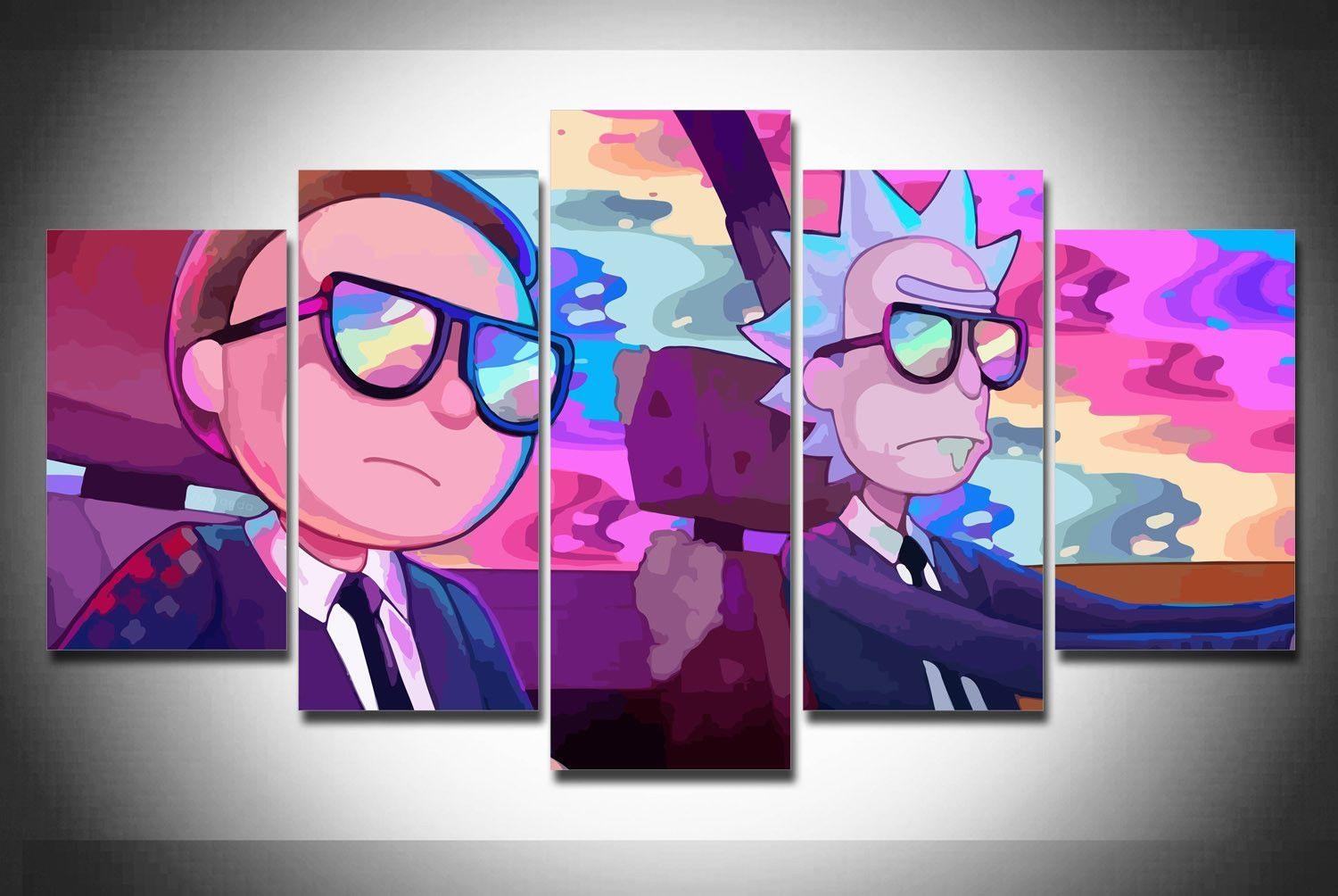 Rick And Morty Driving Karikatur Leinwandbilder Kunstdrucke Rahmen