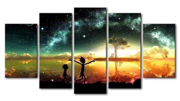 Rick And Morty Stars Night Eve Karikatur Leinwandbilder Kunstdrucke Rahmen