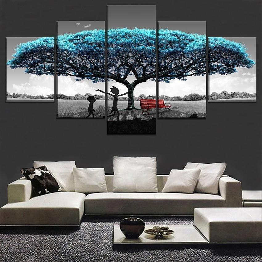 Rick And Morty Under Blue Tree Sitcom Leinwandbilder Kunstdrucke Rahmen