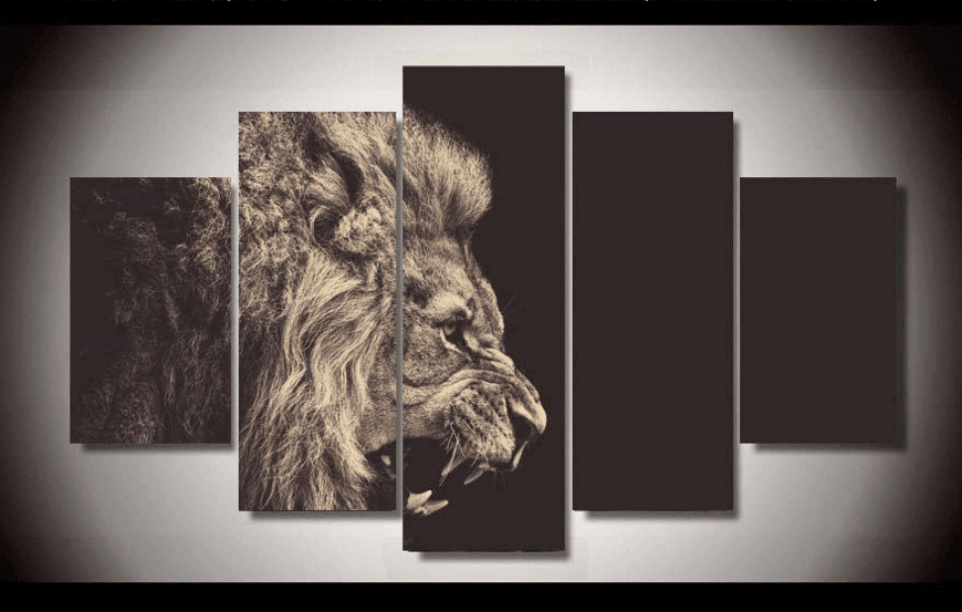 Roaring Lion Animal Leinwandbilder Kunstdrucke Rahmen