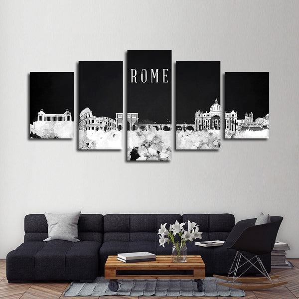 Rom Aquarell Skyline Bw Leinwandbilder Kunstdrucke Rahmen