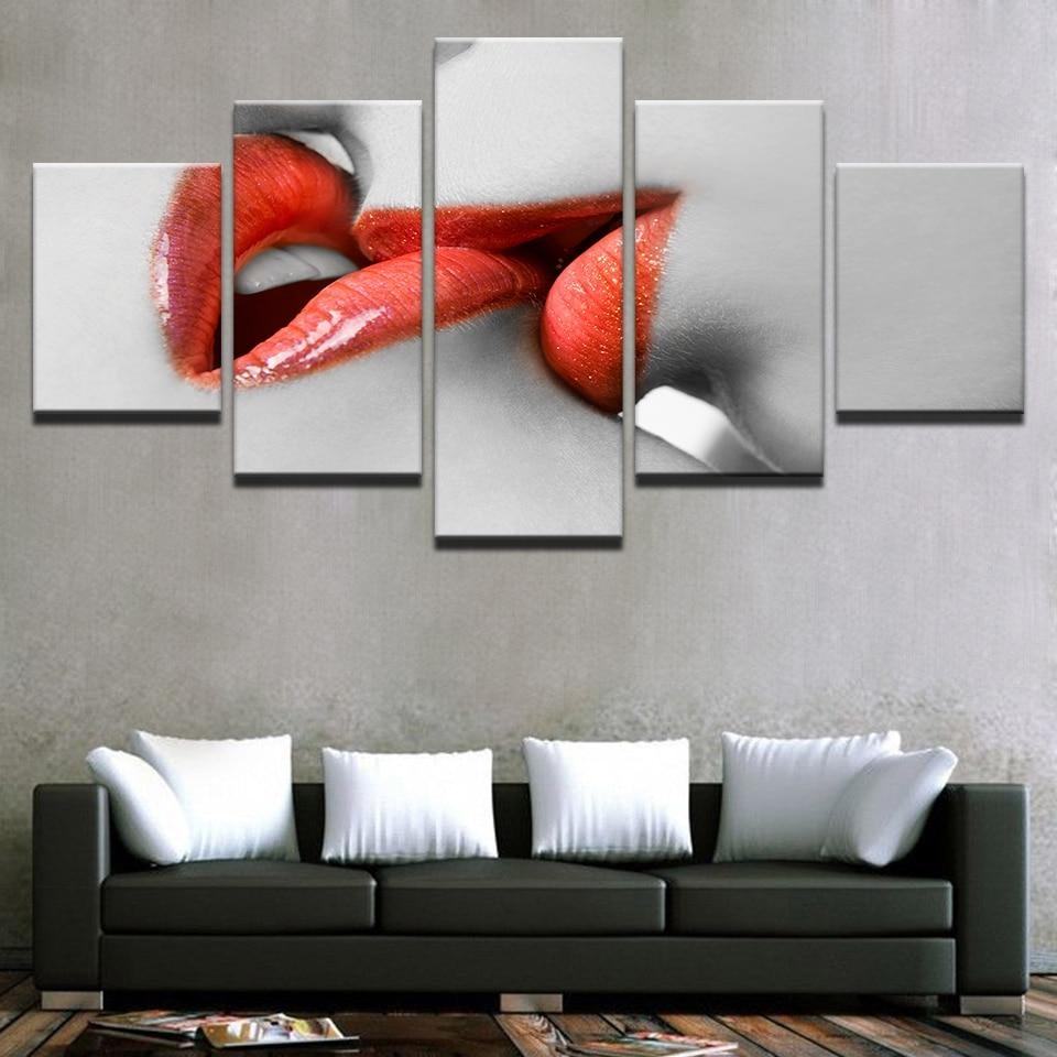 Rote Lippen Kssen Schnheit Leinwandbilder Kunstdrucke Rahmen