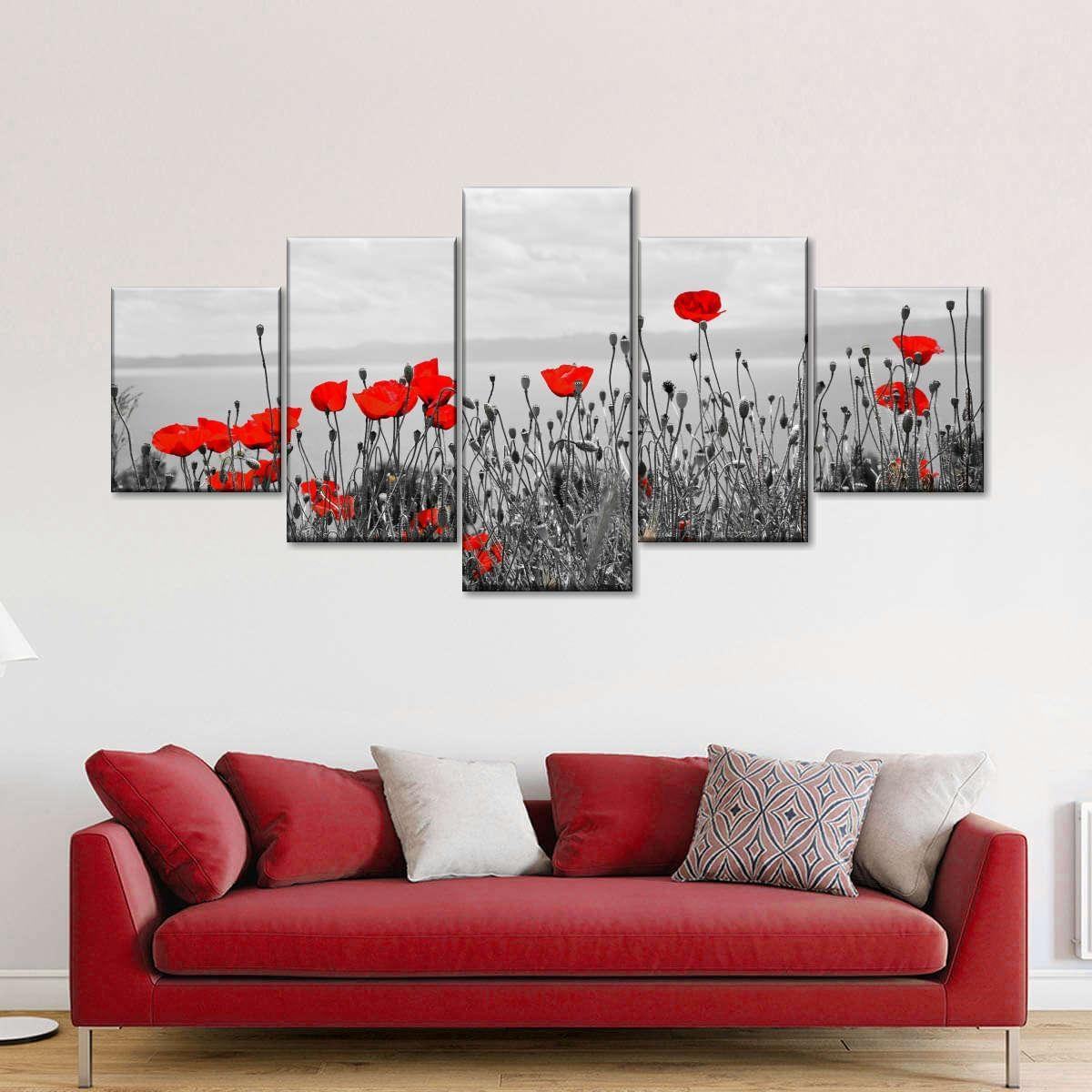 Rote Mohnfelder Pop Leinwandbilder Kunstdrucke Rahmen