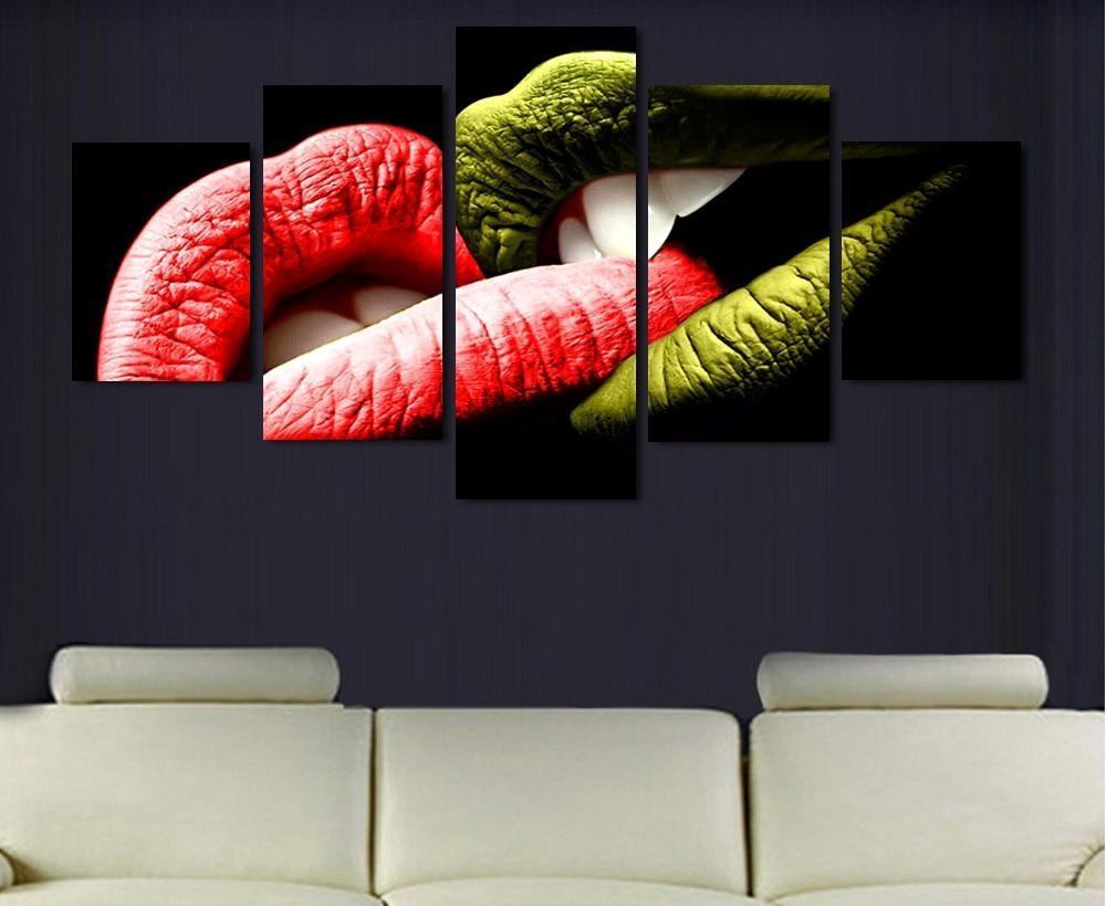 Rote Und Grne Lippen Schnheit Leinwandbilder Kunstdrucke Rahmen