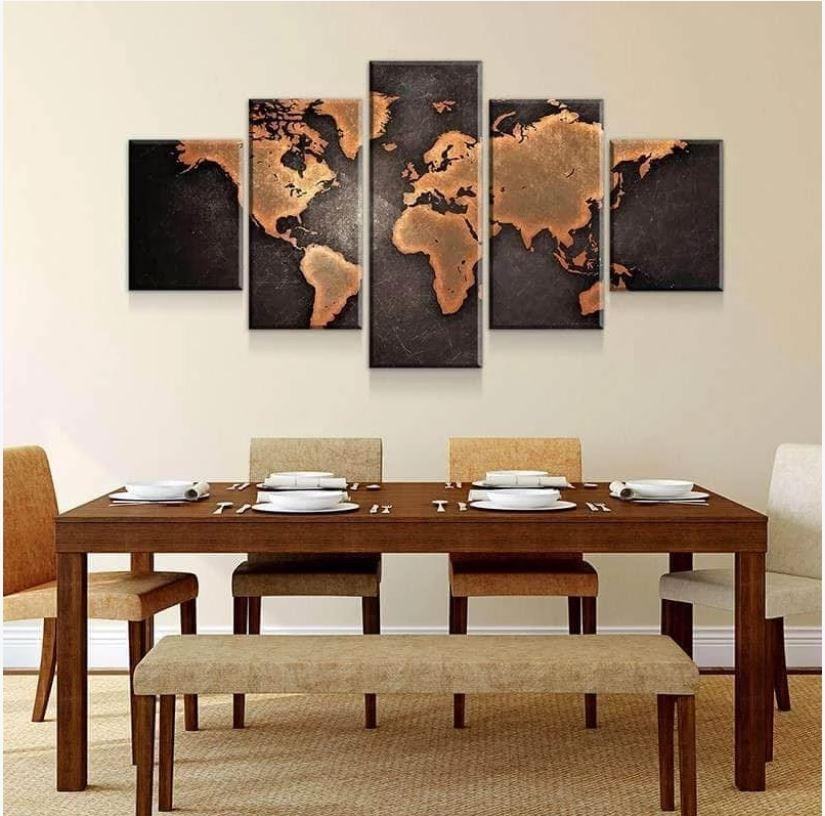 Rustikale Weltkarte Leinwandbilder Kunstdrucke Rahmen