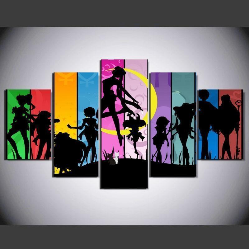 Sailor Moon Colorful Characters Anime Leinwandbilder Kunstdrucke Rahmen