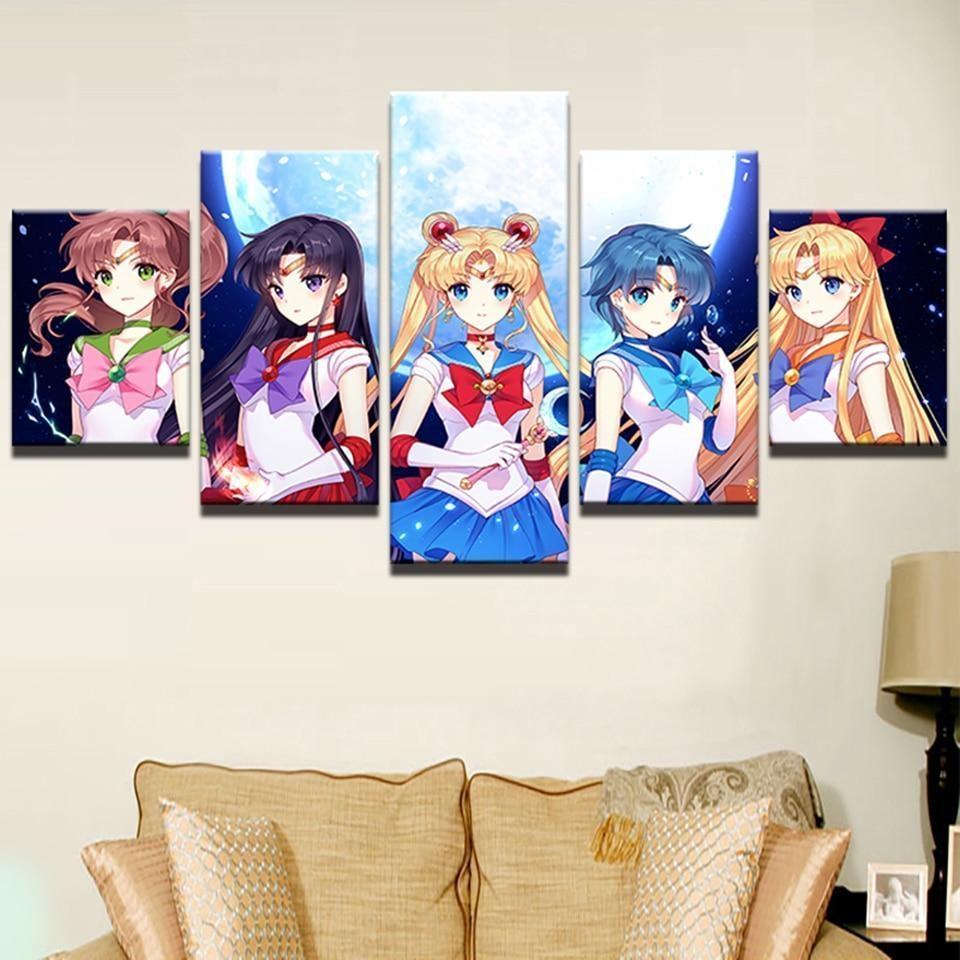 Sailor Moon Colourful Anime Leinwandbilder Kunstdrucke Rahmen