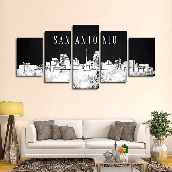 San Antonio Aquarell Skyline Bw Leinwandbilder Kunstdrucke Rahmen