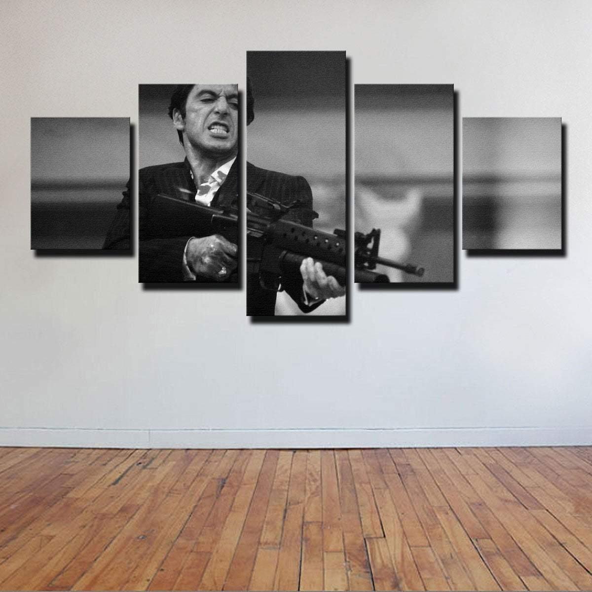 Scarface Black White Tony Montana Movie Leinwandbilder Kunstdrucke Rahmen