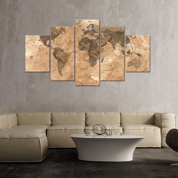 Schmutzige Weltkarte Leinwandbilder Kunstdrucke Rahmen