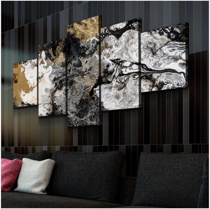 Schwarzer Granit Leinwandbilder Kunstdrucke Rahmen