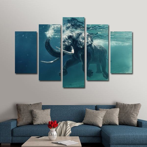 Schwimmender Elefant Leinwandbilder Kunstdrucke Rahmen