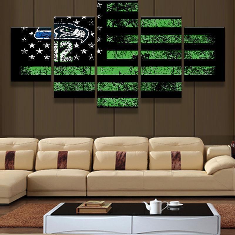 Seattle Seahawks American Flag Sport Leinwandbilder Kunstdrucke Rahmen