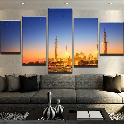 Sheikh Zayed Grand Mosque At Dusk Nature Leinwandbilder Kunstdrucke