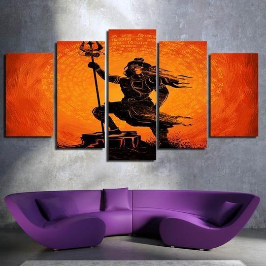 Shiva 5 Panel Religion Leinwandbilder Kunstdrucke Rahmen