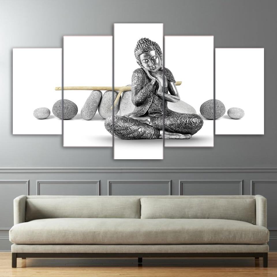 Silver Buddha Statue 22 -religion Leinwandbilder Kunstdrucke Rahmen