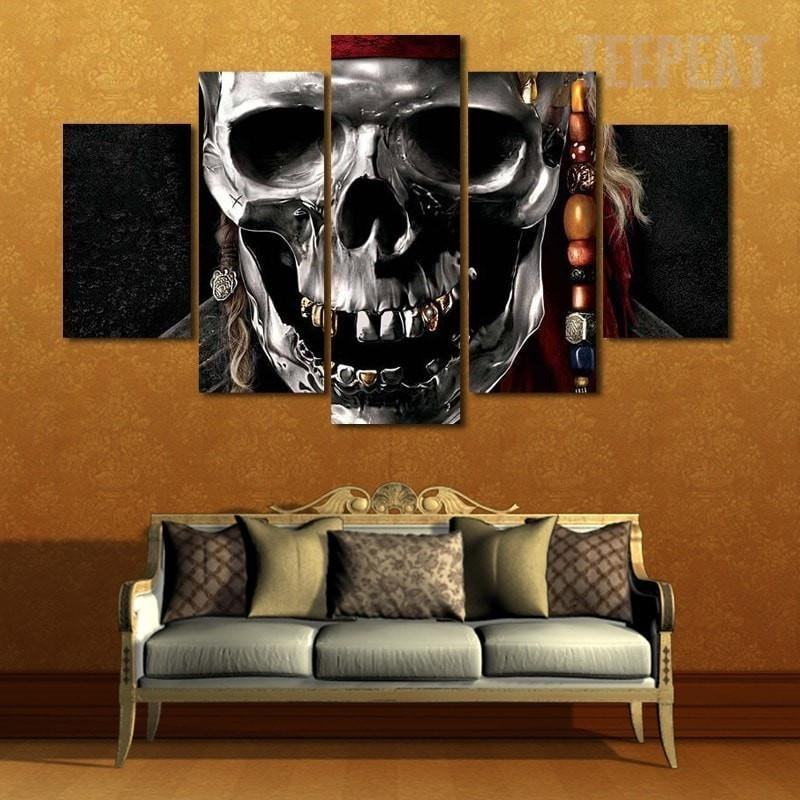 Silver Metal Skull Abstract Leinwandbilder Kunstdrucke  