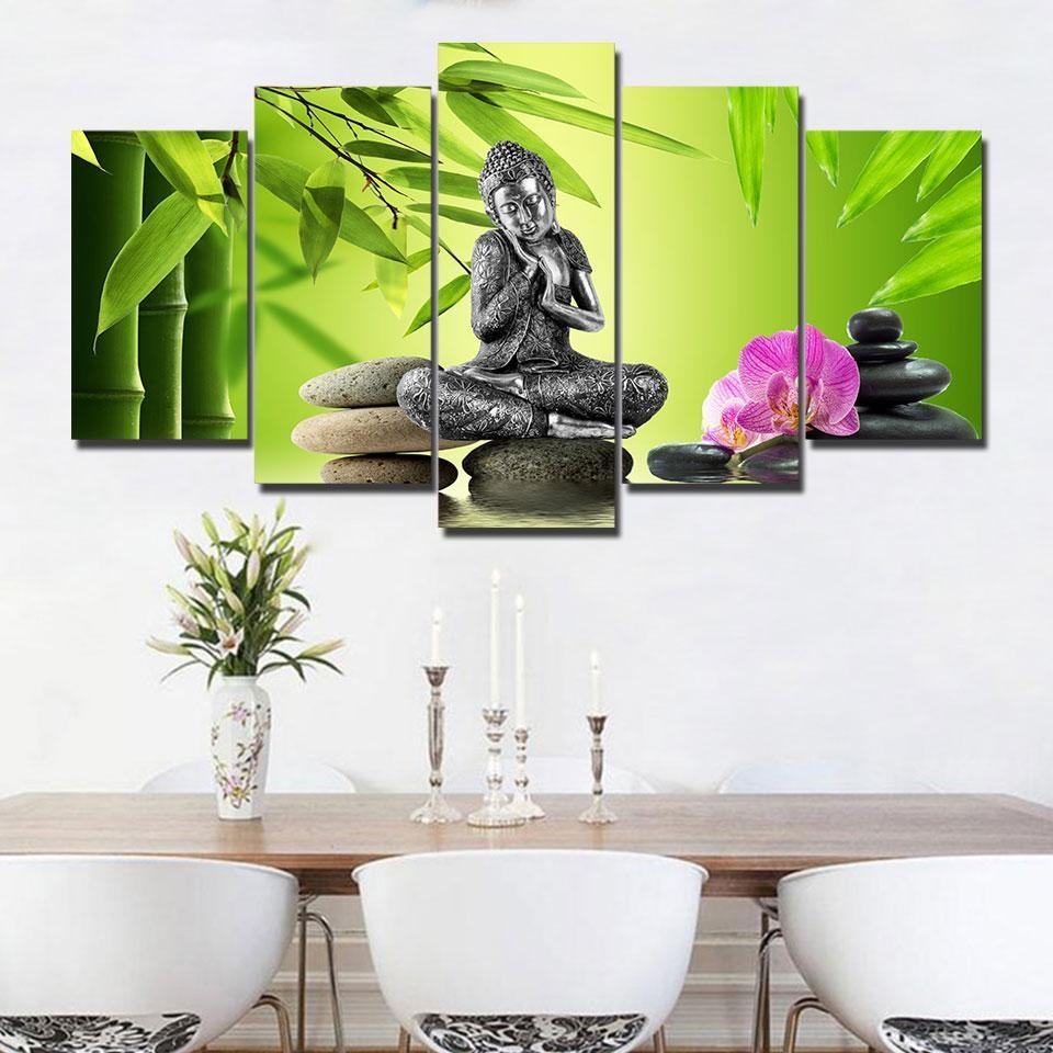 Silver Zen Buddha Religion Leinwandbilder Kunstdrucke Rahmen