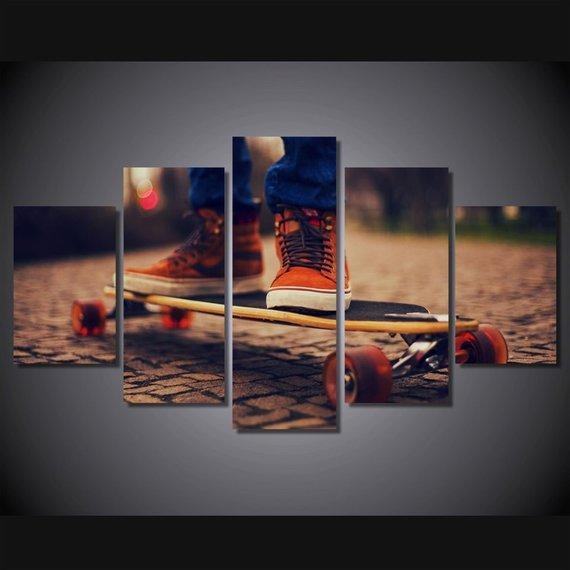 Skateboard Black White Modern Leinwandbild Kunstdrucke