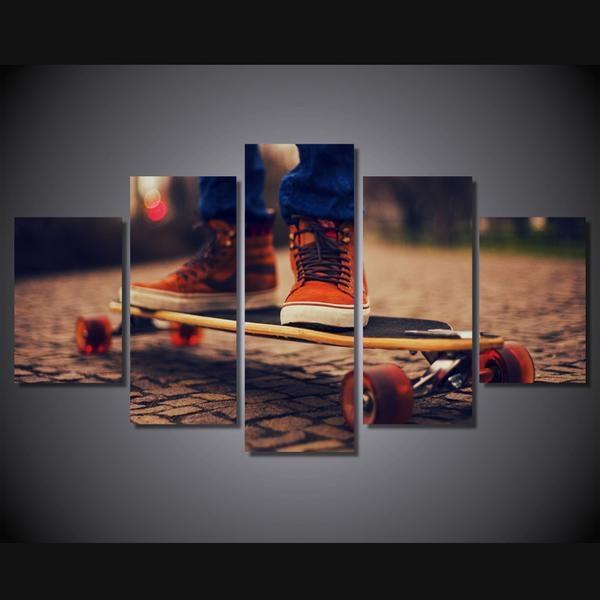 Skateboarding Outside In The Rain Leinwandbild Kunstdrucke