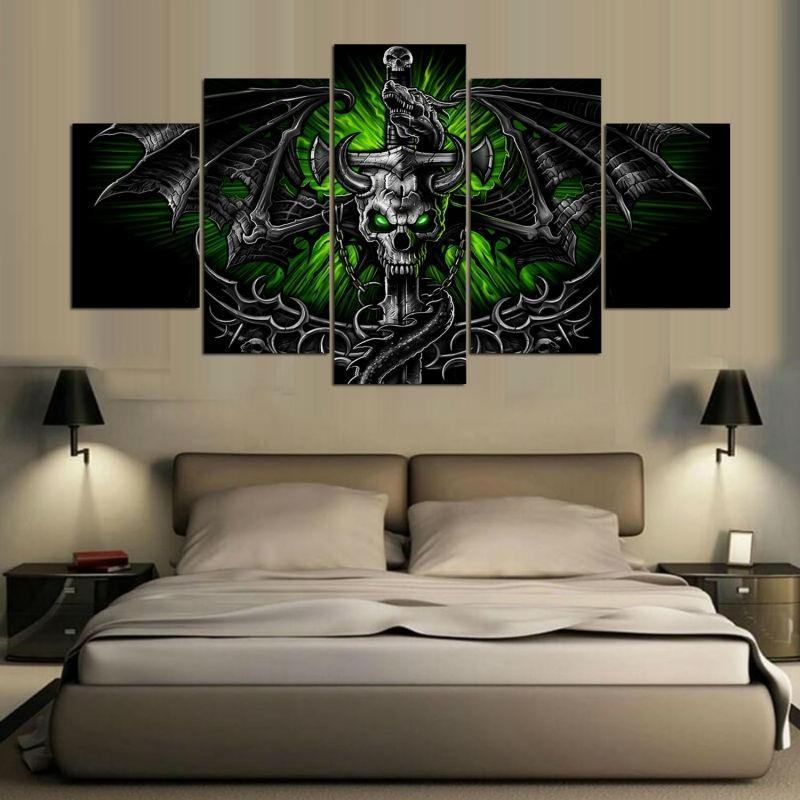 Skull Sword Dragon Abstract Leinwandbilder Kunstdrucke  