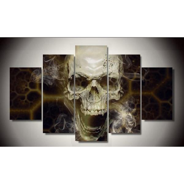 Smoking Skull Smoke Abstract Leinwandbilder Kunstdrucke  