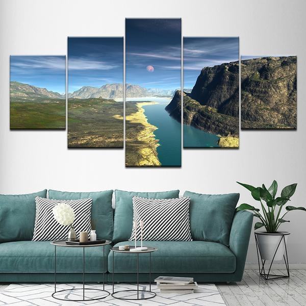 Snow Mountains Rivers Nature Leinwandbilder Kunstdrucke  