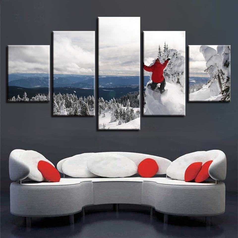 Snowboarder Jumping Through The Air With Blue Sky Leinwandbild Kunstdrucke