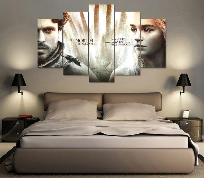 Spiel Der Throne Daenerys Targaryen Jon Snow Ned Stark Haus 2 Leinwandbilder Kunstdrucke Rahmen