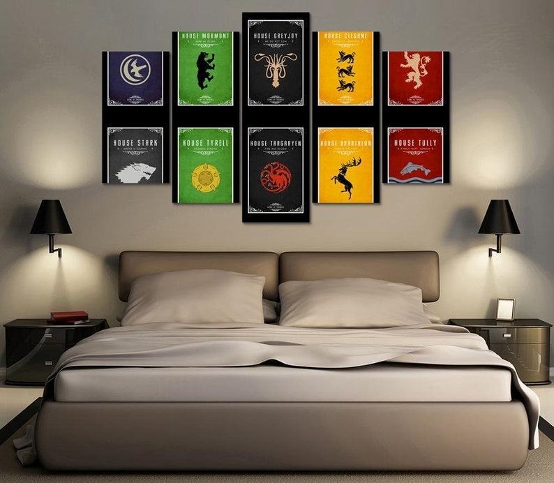 Spiel Der Throne Daenerys Targaryen Jon Snow Ned Stark Haus 4 Leinwandbilder Kunstdrucke Rahmen7blna