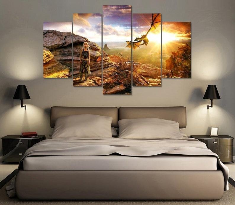 Spiel Der Throne Daenerys Targaryen Jon Snow Ned Stark Haus 5 Leinwandbilder Kunstdrucke Rahmen