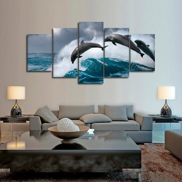 Springende Delfine Leinwandbilder Kunstdrucke Rahmen