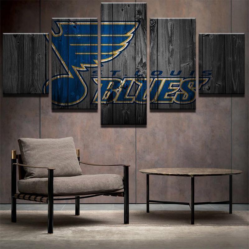 St Louis Blues Logo On Wood Ice Hockey Leinwandbilder Kunstdrucke Rahmen