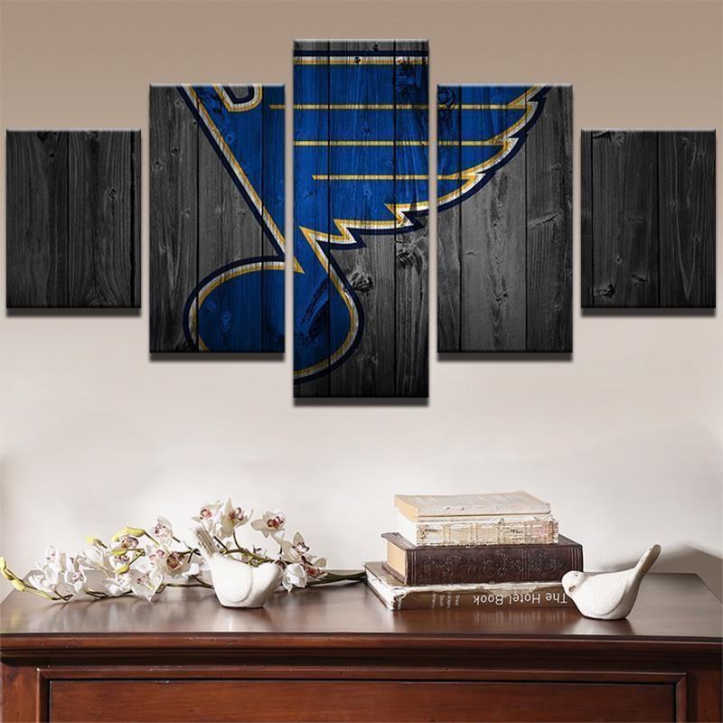St Louis Blues Logo On Wood Ice Hockey Leinwandbilder Kunstdrucke Rahmen r9676