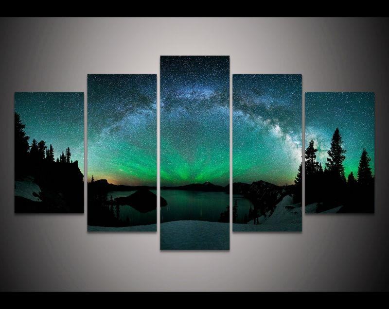Starburst Over Aurora Borealis Nature Leinwandbilder Kunstdrucke  