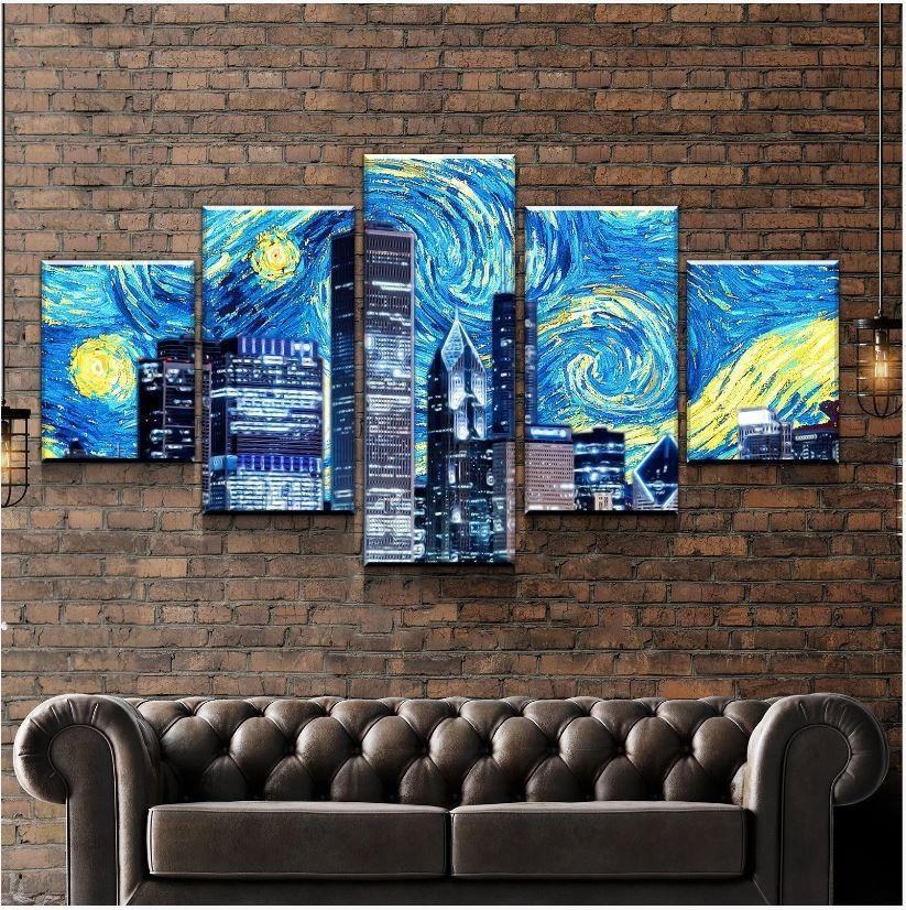 Sternennacht In Chicago Leinwandbilder Kunstdrucke Rahmen